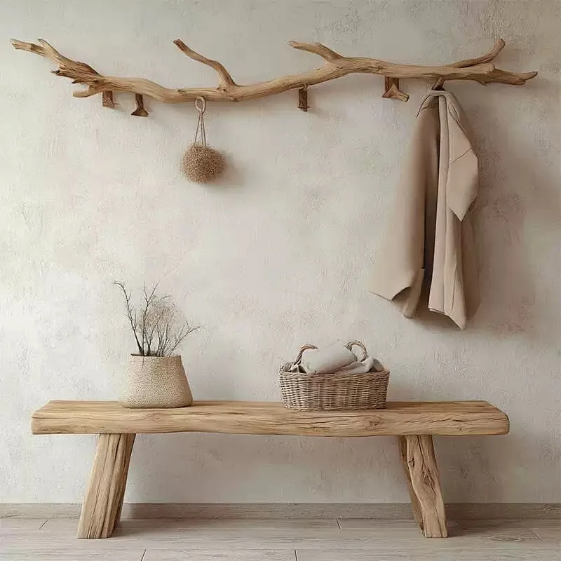 

Nordic style log hanger rod coat rack bedroom home simple design practical modern shelf wall rack