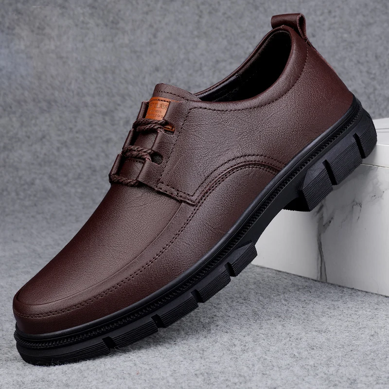 

High End Men Autumn Winter New Breathable Business Casual Shoes Height Increasing Wear-resistant Anti Slip Men Shoes