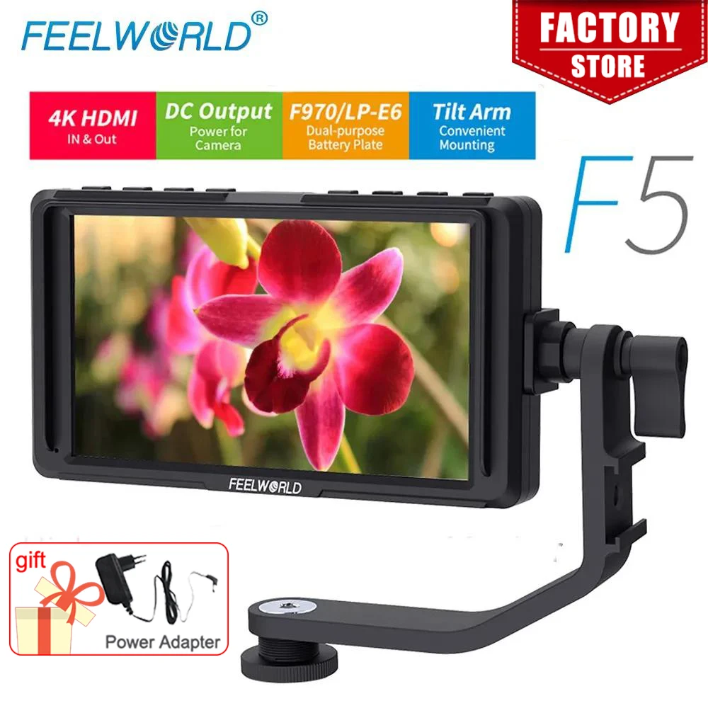 

FEELWORLD F5 Pro Touch Screen DSLR Field Monitor 4K HDMI 5.5 Inch Full HD 1920x1080 LCD IPS DSLR Monitor for Camera Stabilizer