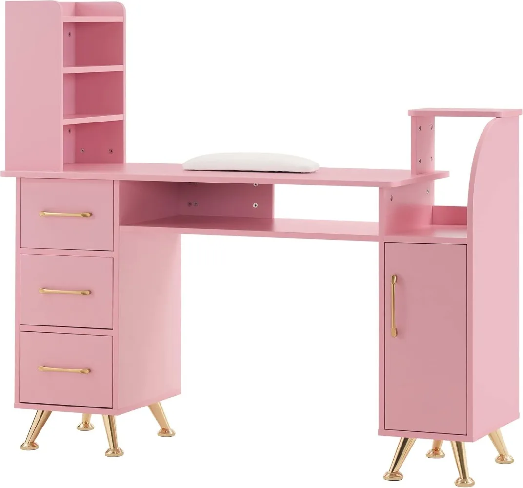 Manicure Table Makeup Dressing Station Nail Desk with Wrist Cushion Beauty Workstation Salon Storage Equipment