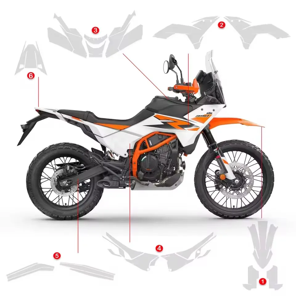 390 ADV 390ADV 2025-2026 Motorcycle 7.5Mil Thickness For 390 Adventure Protective Film Fairing Anti-scratch Transparent Film PPF