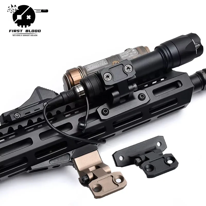 Tactical M300 M600 flashlight Metal Flip Folding Base Mount For M Keymod Picatinny Rail Dual Function Remote Contr
