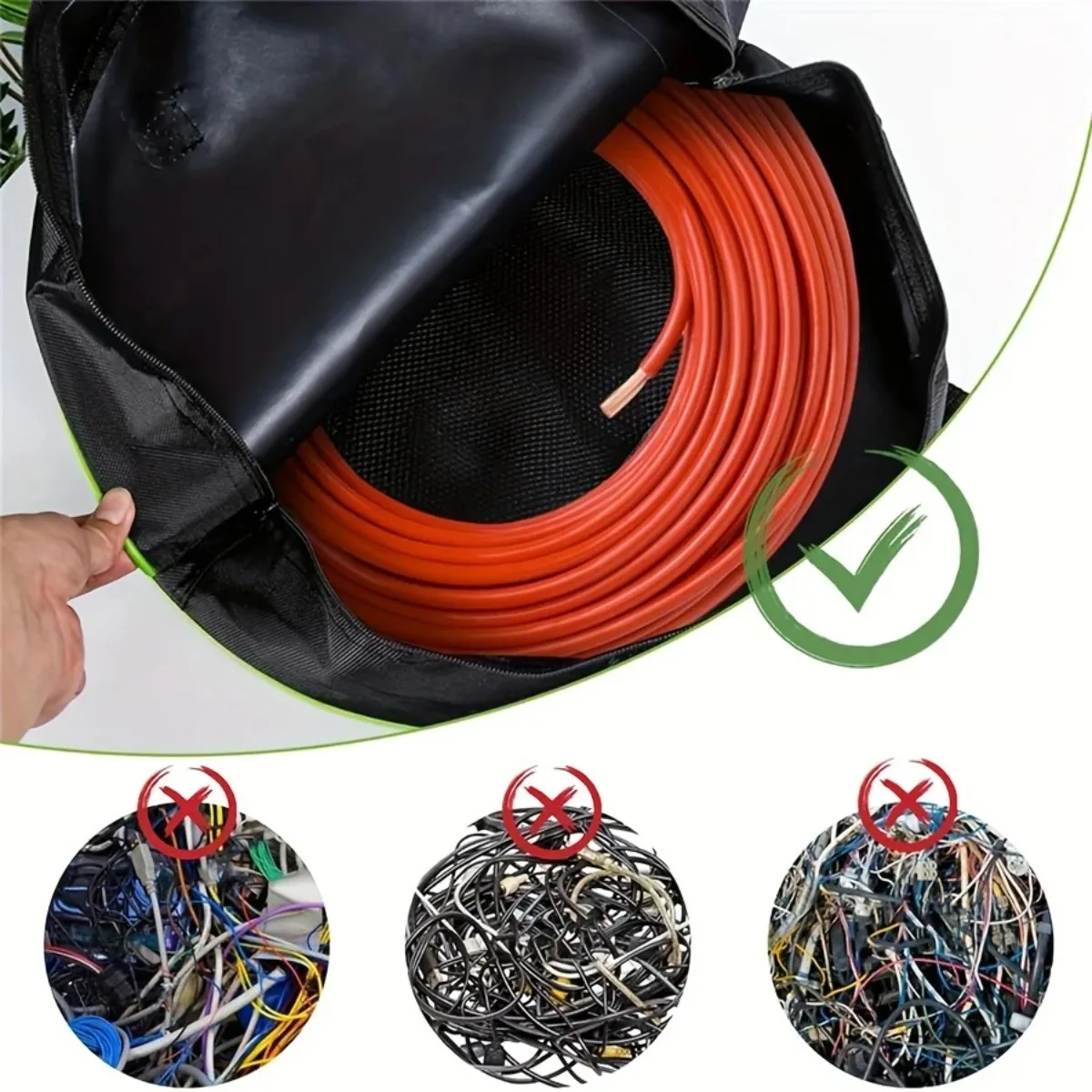 حقيبة أدوات متعددة الوظائف مقاومة للماء من قماش أكسفورد حقيبة أدوات مستديرة - منظم كابلات شحن السيارة المحمولة #3