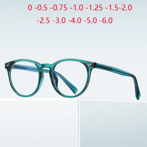 Imagen 1 del producto Gafas graduadas ovaladas con bisagra de resorte y bloqueo de luz azul, montura de leopardo, gafas para miopía para estudiantes, mujeres de 0-0,5-0,75 a-6