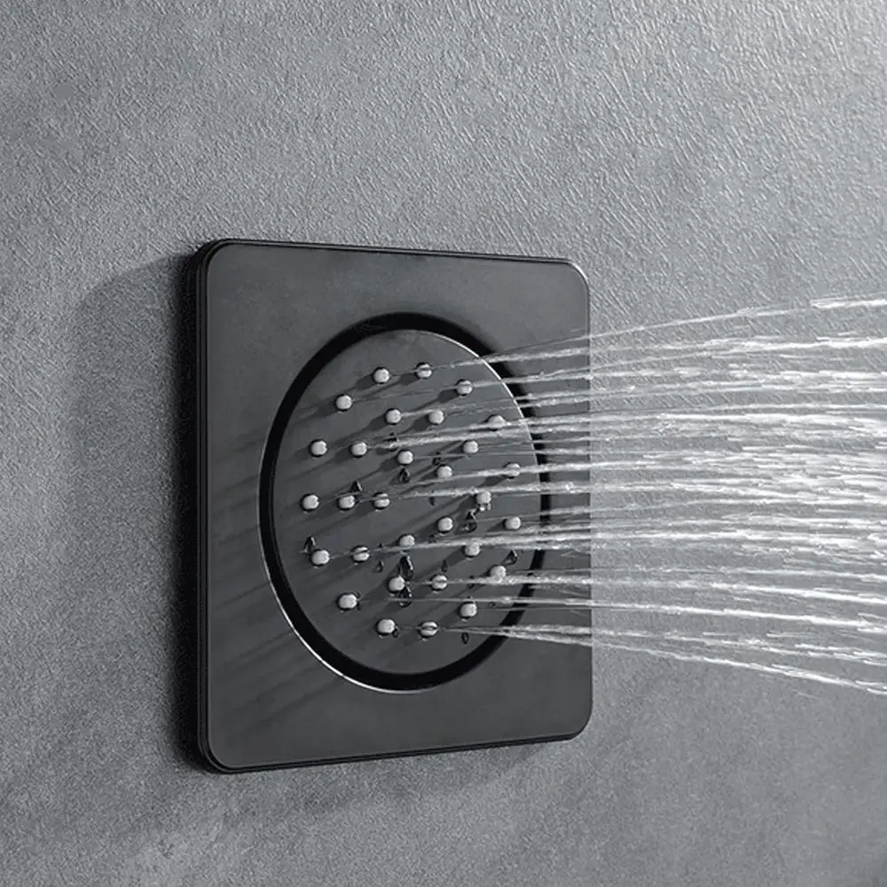 مجموعة طائرات دش رذاذ جانبية من النحاس الصلب قابلة للتعديل، 4 قطع، طائرات تدليك سبا سوداء