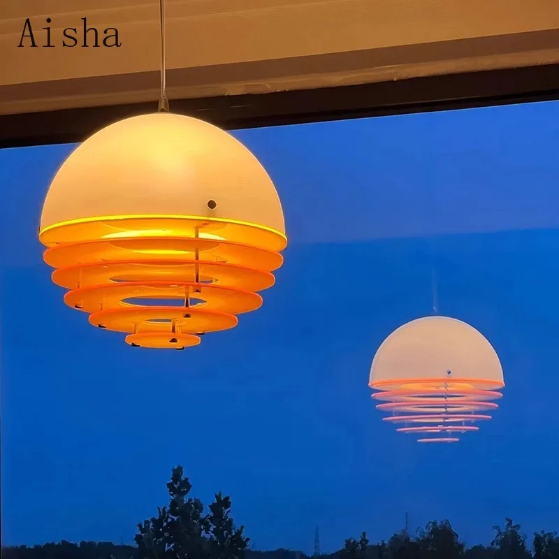 Sunset Orange Dining Room Pendant Lights Creative Design Glass Living Bedroom Study Decor Hanging Lamps Lustre Fixtures