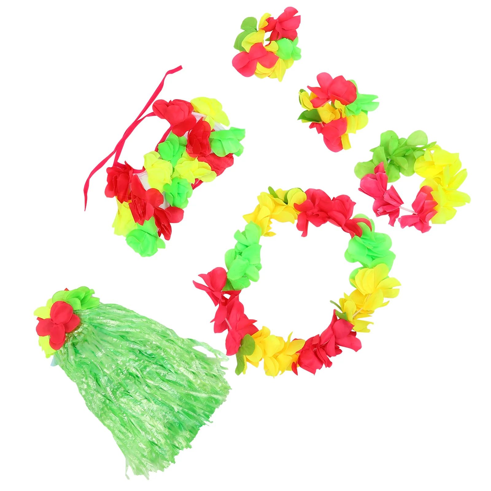 مجموعة أزياء هاواي مكونة من 6 قطع للأطفال، إكسسوارات حفلات هاواي المرنة، ملابس لوا، فستان احتفالي، دعائم تنكرية