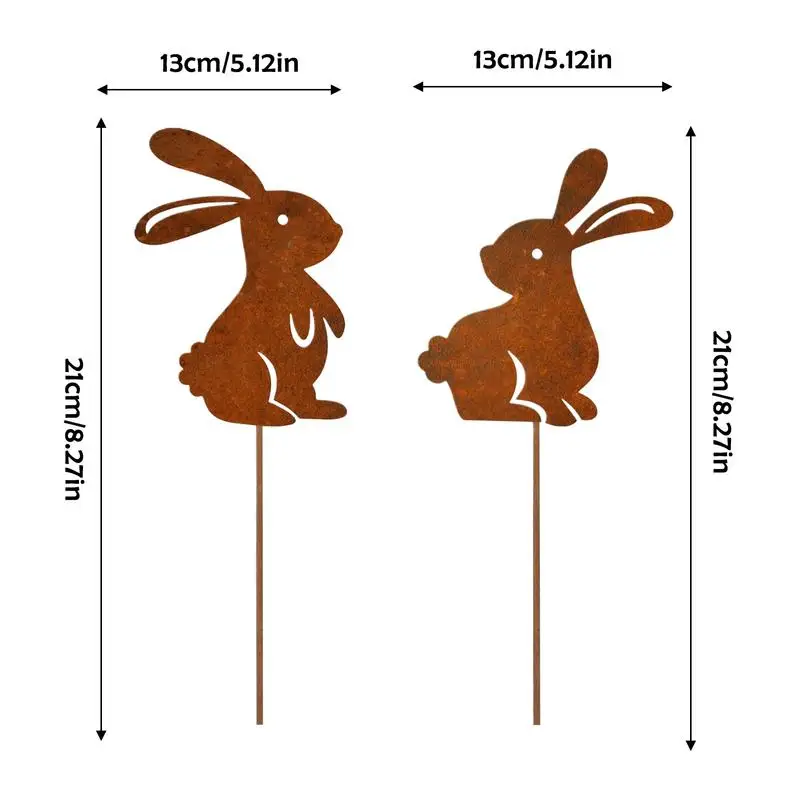 Señales de Pascua para patio, palitos de maceta de hierro con bonito conejito para Pascua, suministros de decoración para el hogar y exteriores, accesorios para fotos con enchufe de jardín