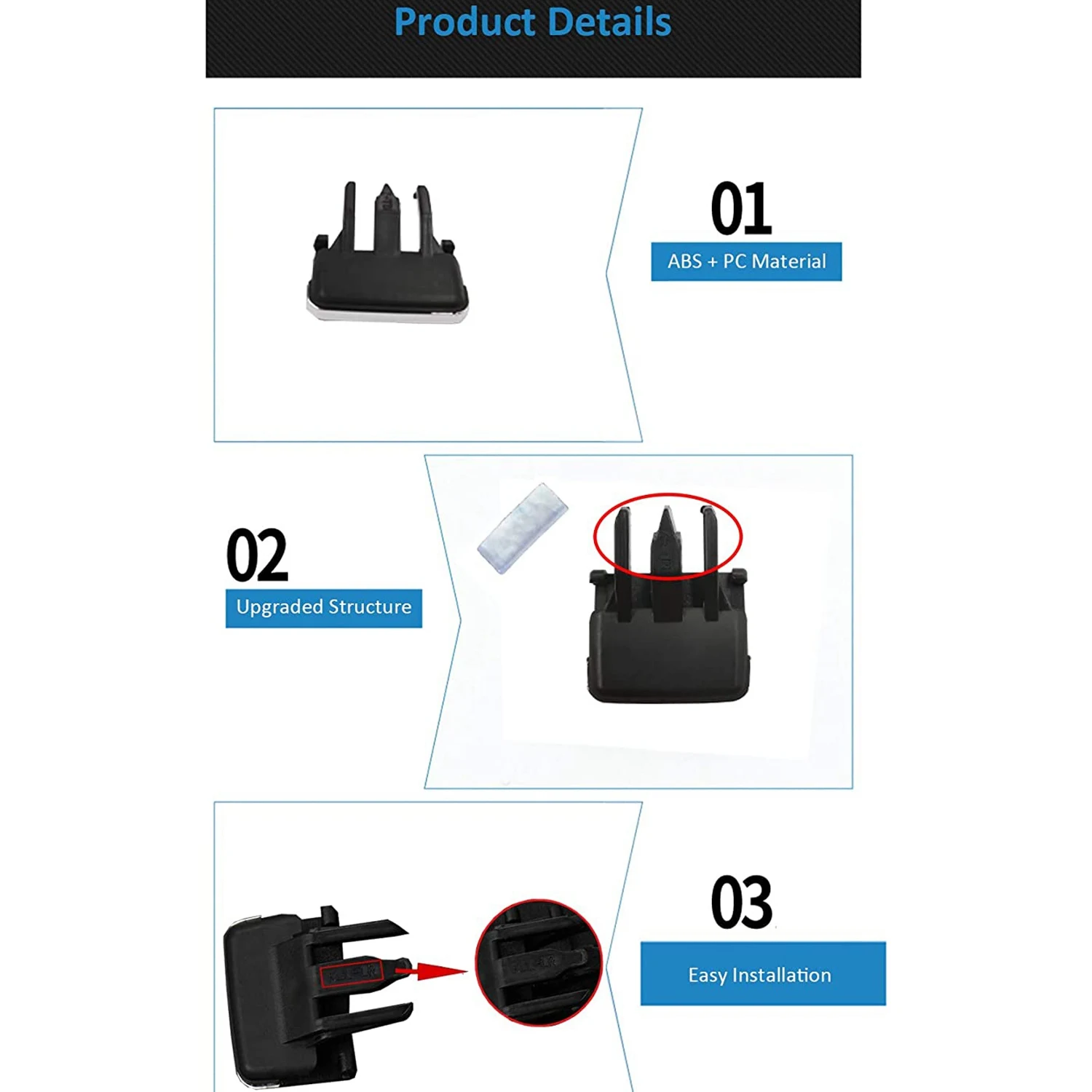 2X Front Center Side Air Vent Outlet Tab Clips, AC Vent Adjustment Buckle Repair Kit for 2009-2013