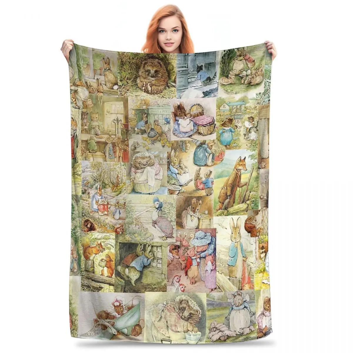 Beatrix Potter Collage Blankets Fleece Lightweight Throw Blankets Sofa Throw Blanket For Couch Bedding Office Throws Bedspread