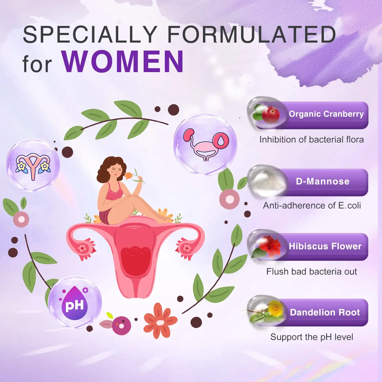 Probiotics for Women Digestive Health with Enzymes & Prebiotics  Vaginal Probiotics with D Mannose & Cranberry