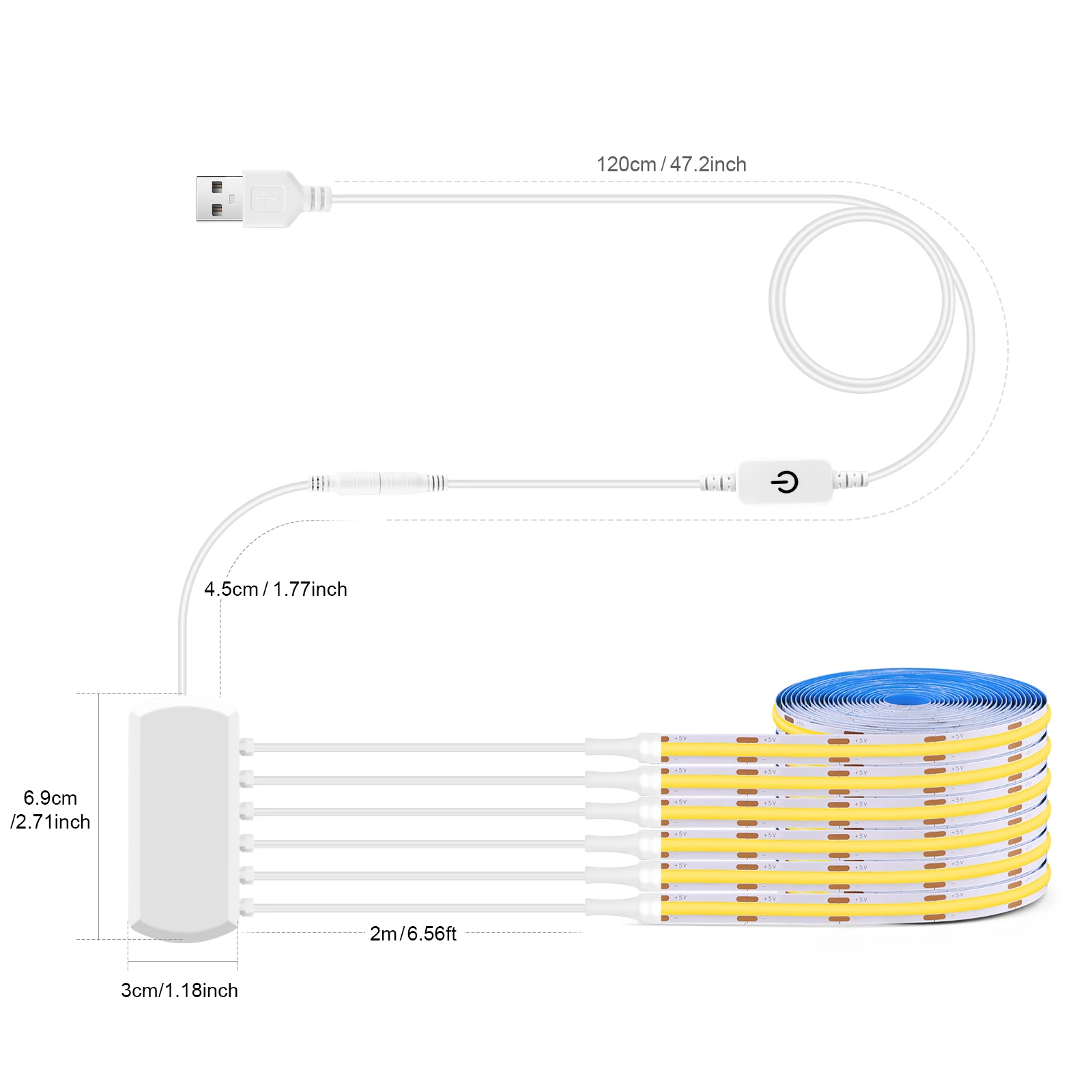 6/5/4/3/2/1 قطعة 5 فولت USB COB LED قطاع ضوء مع اللمس باهتة التبديل عدة ل لوحة الصوتية الرف تحت إضاءة الخزانة #4