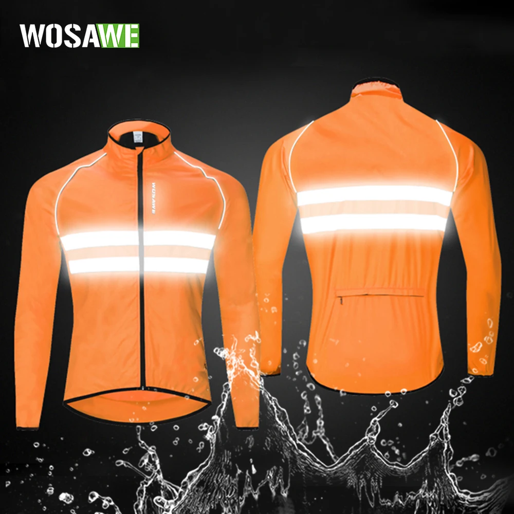 WOSAWE Cycling Jacket MTB Road Windbreaker Lightweight Quick Dry Reflective Bicycle Long Sleeve Men Mountain Bike Cycling Jersey