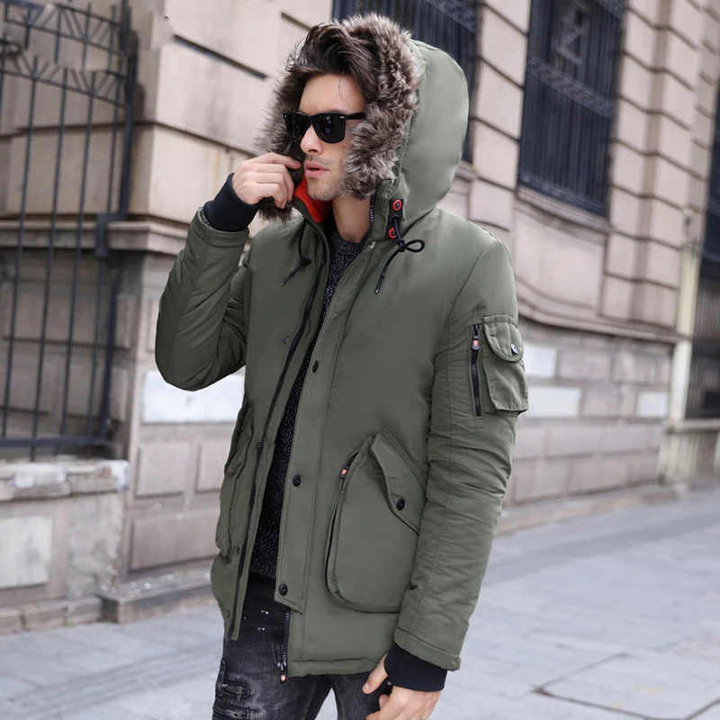 2022 Winter Mens down Jacket And Coat Top Quality Thicken Cotton Long Style Overcoat Parka Men Fur Collar Winter Jacket Men