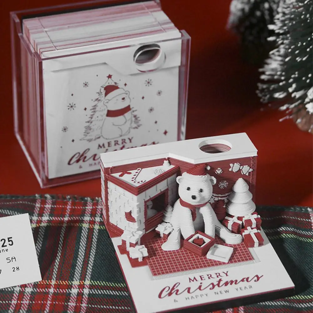 2025 calendário de mesa criativo 3d escultura em papel calendários notas bloco de notas semanal decoração de natal presente pegajoso escultura des t5k2