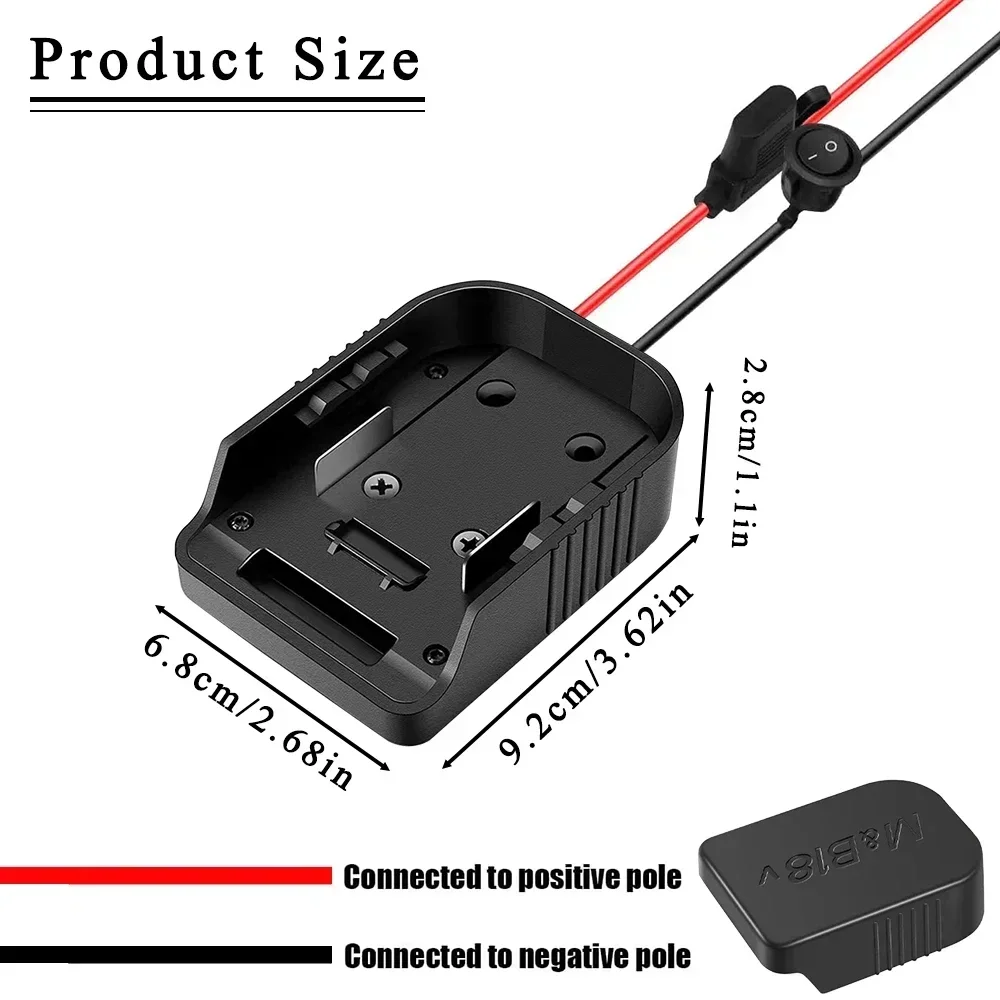 DIY conector conversor adaptador para Makita, fonte de alimentação externa, bateria de lítio, interruptor de E/S, fusível 30A, BL1830, Bosch 14.4V-18V