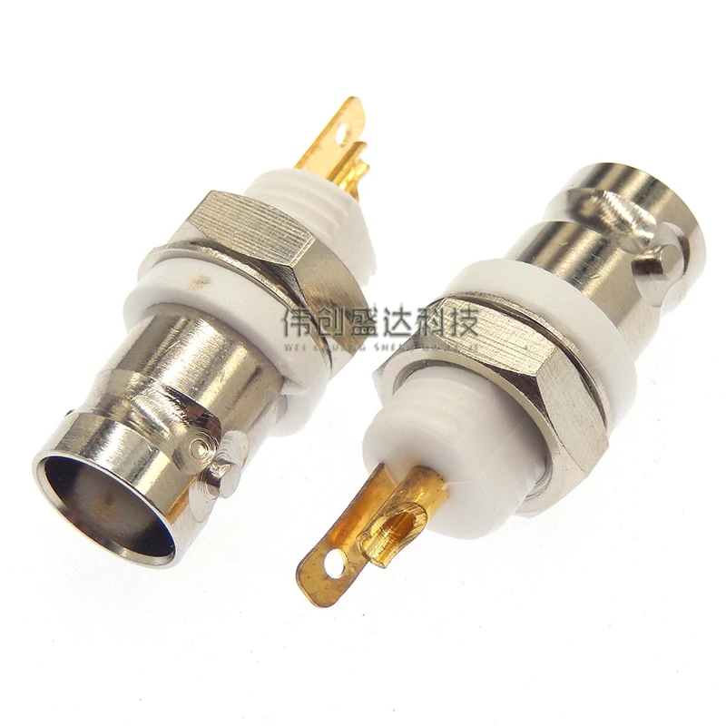 2Pcs Q9 BNC Male Female Socket Mount Welding Insulation Solder Connector Chassis Panel Mount Antenna Coax Fast Delivery Brass
