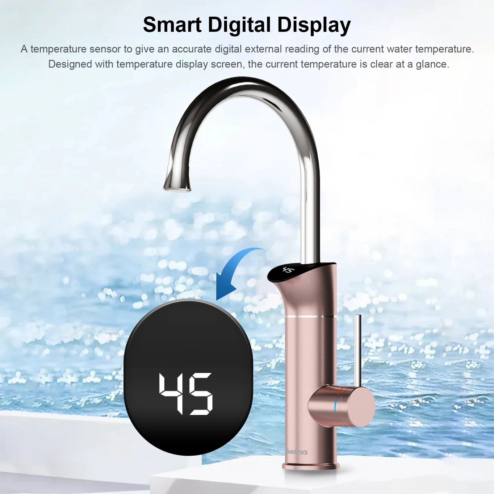 Electric Instant Water Heater 2-in-1Faucet Water Heater 360-Degree Swivel Spoutfor Continuous Hot Water with 304 Stainless Steel