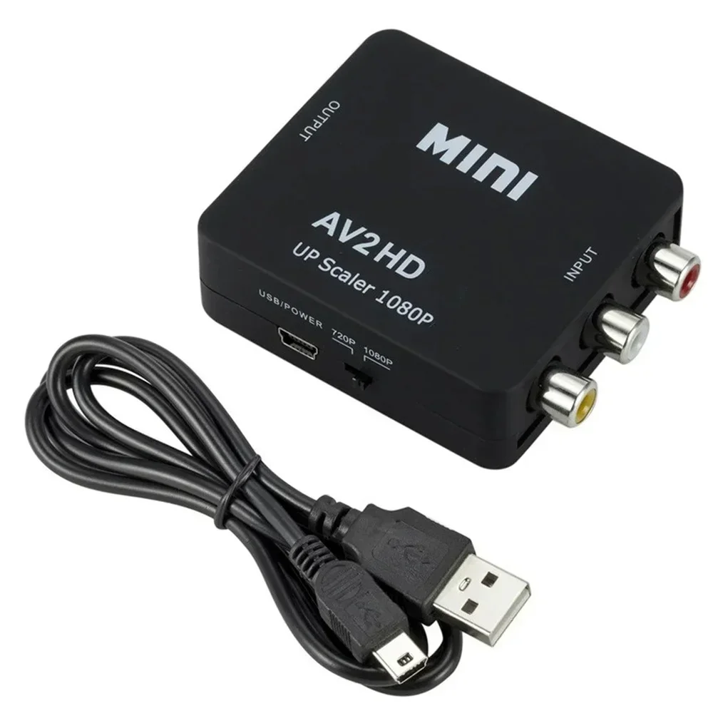 HD 1080P Video Composite Adapter AV2HD RCA CVSB L/R Scaler Connector AV RCA To hdtv-Compatible Converter For PC HDTV Projector