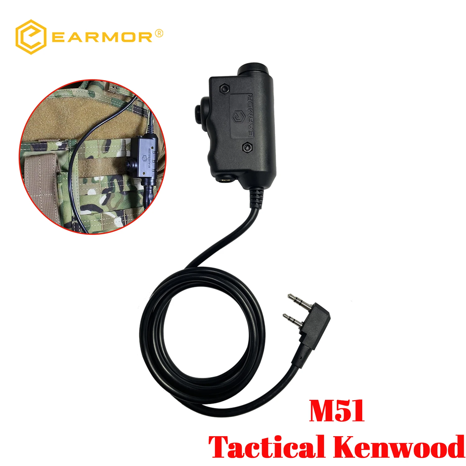 Push Fit Connector - EARMOR M51 PTT Adapter Kenwood 2Pin