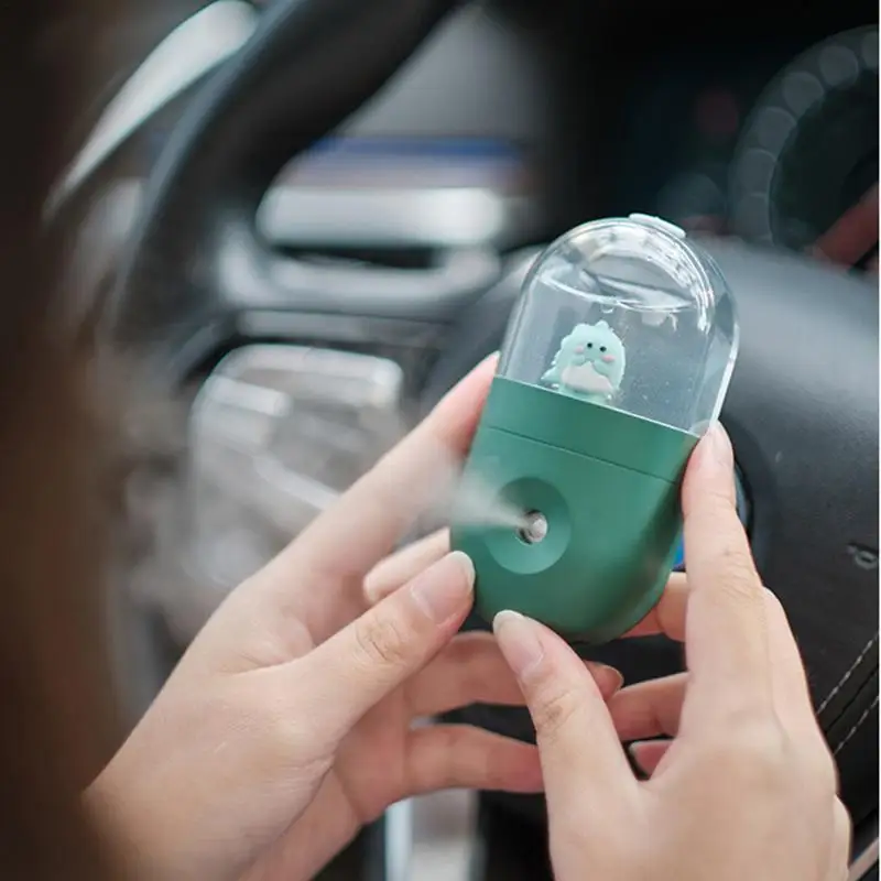 Desk Humidifier 250mAh Battery Animal Humidifiers Desk Personal Mini Two Spray Modes Cartoon Design Auto Shut-Off For Car