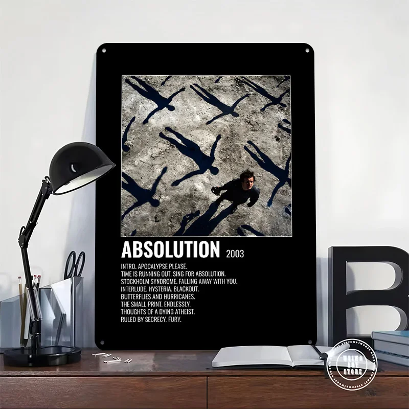 Muse Absolution Album 3D Printed Texture Poster Personalized Wall Art Retro Metal Tin Signs for Living Room Decoration Items