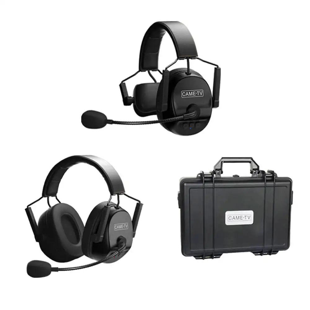 CAME-TV Kuminik8 1.9G Dual Ear Full Duplex Digital Wireless Foldable Headset Intercom System Wireless Communicator-EU