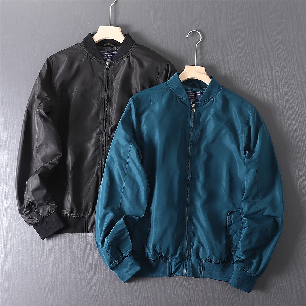 

Classic Sli Men's Baseball Jaet Spor Casual Versatile Autumn Outerwear Trendy Stand Fit Polyester Long Sve Zipper