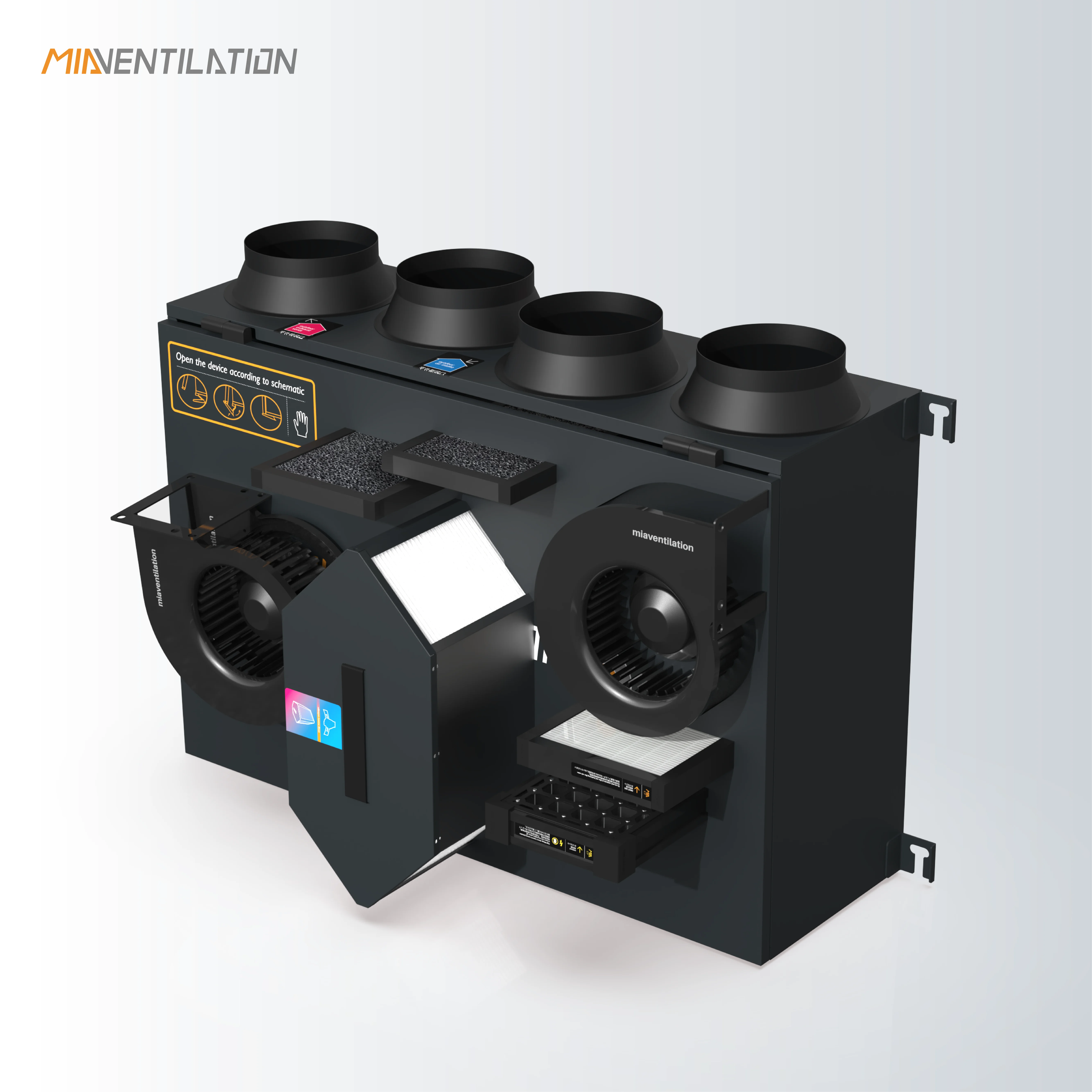 WIFI التحكم MIA 1300 CMH لوحة التدفق المتقاطع الهواء إلى استعادة الهواء تبادل الحرارة Hvac استعادة الطاقة التهوية Vmc