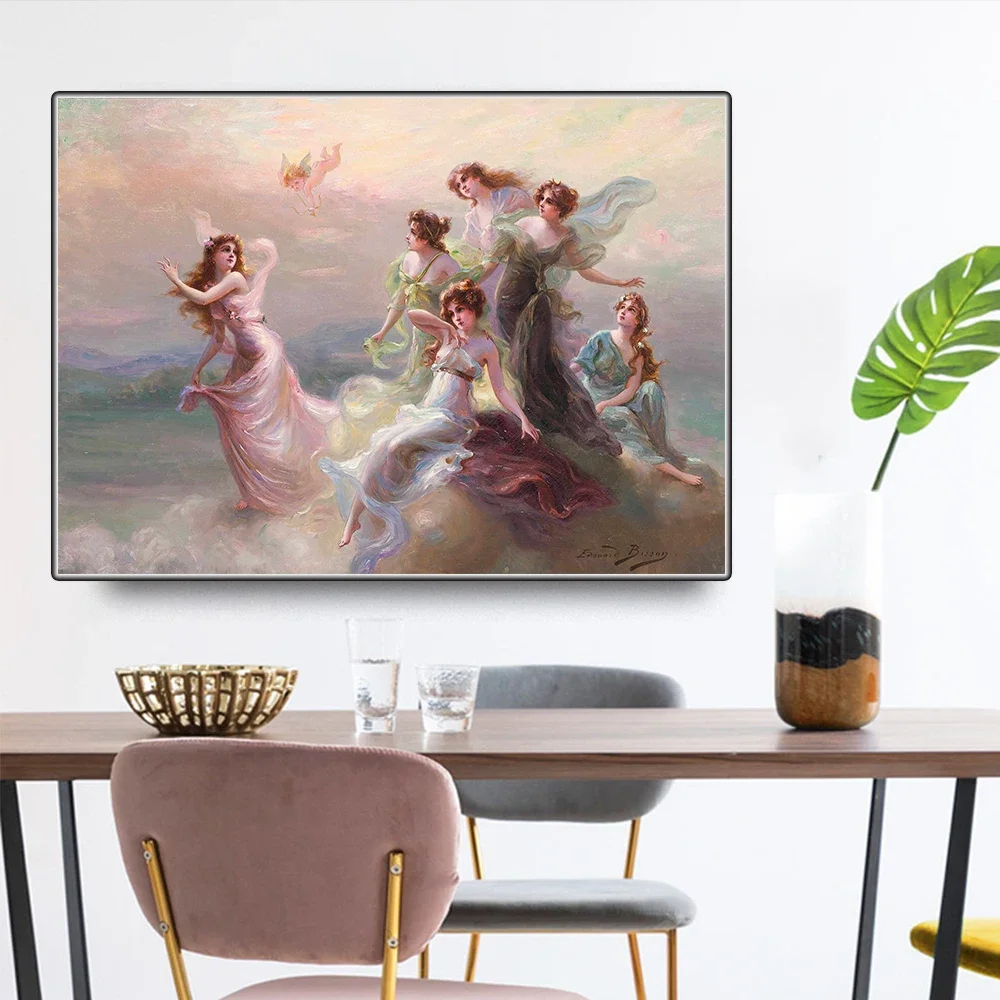 Edouard Bisson《Dance Of The Nymphs》Canvas Art Oil Painting Famous Artwork Picture Modern Wall Decor Home Decoration