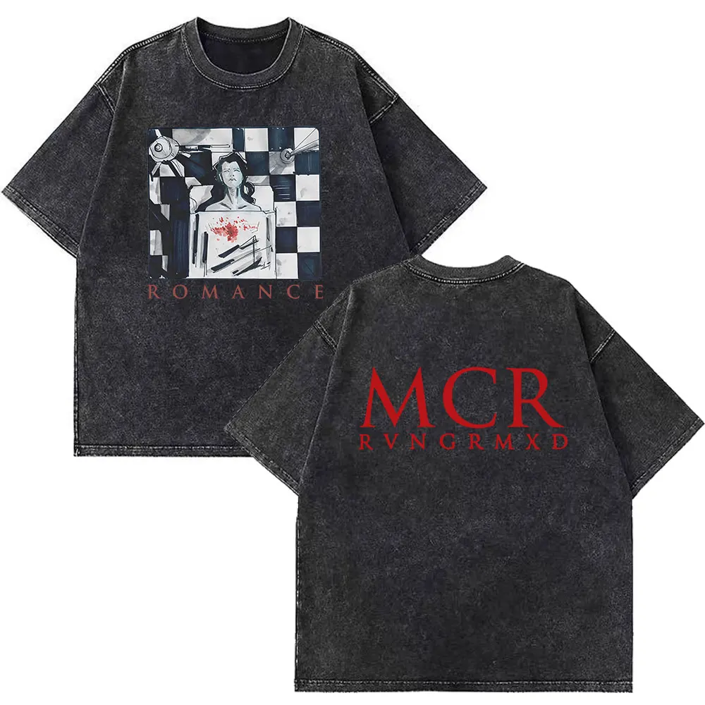 

Двусторонняя стираная футболка My Chemical Romance MCR Band The Black Parade, панк, готические винтажные футболки, мужские футболки большого размера