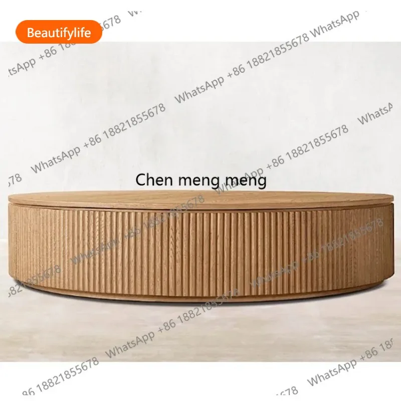 

A44 круглый журнальный столик из цельного дерева для гостиной, круглый журнальный столик в сельском стиле, круглый журнальный столик в стиле ретро, современная простая маленькая квартира