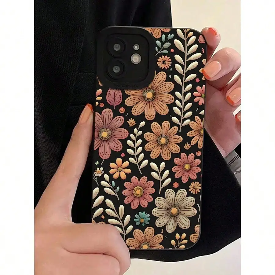 Funda para teléfono con estampado de flores y protección de cámara, compatible con iPhone 17 16 15 14 13 12 11 Pro Max Plus
