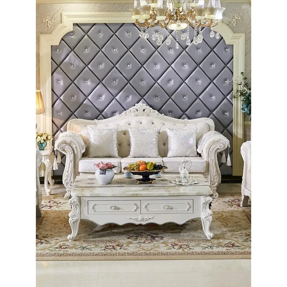 

European fabric sofa combination 123 small apartment single seat three person single seat high-end light luxury solid wood sofa