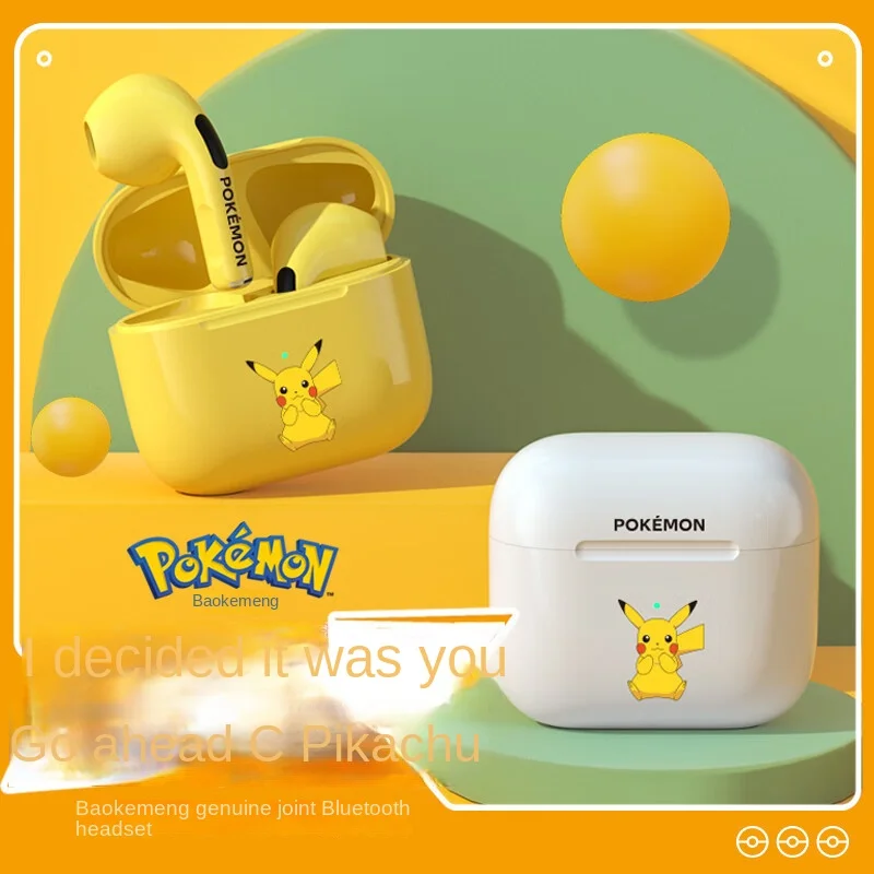 Nowe słuchawki Bluetooth Pokémon Co markowe Pikachu z prawdziwą redukcją szumów bezprzewodowy Sport w ucho Pok é mon wysokiej jakości dźwięku