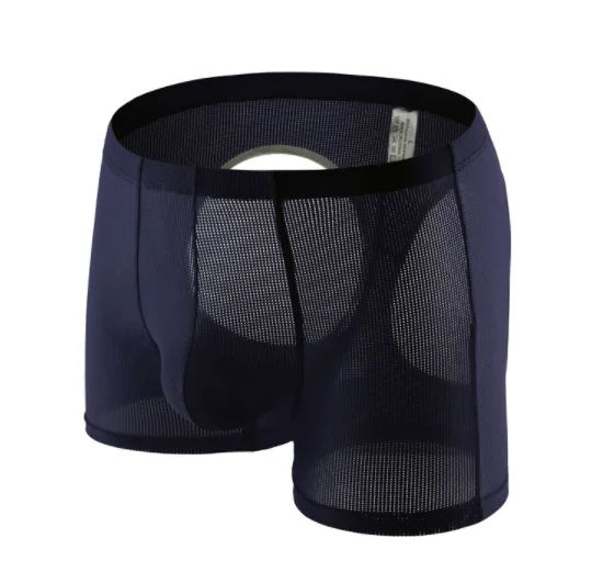 الرجال مفتوحة بعقب الملاكم السراويل شبكة ثقوب تنفس U على شكل الحقيبة مثير الملابس الداخلية المثيرة ارتداء الصالة الرياضية حزب الرياضة #4