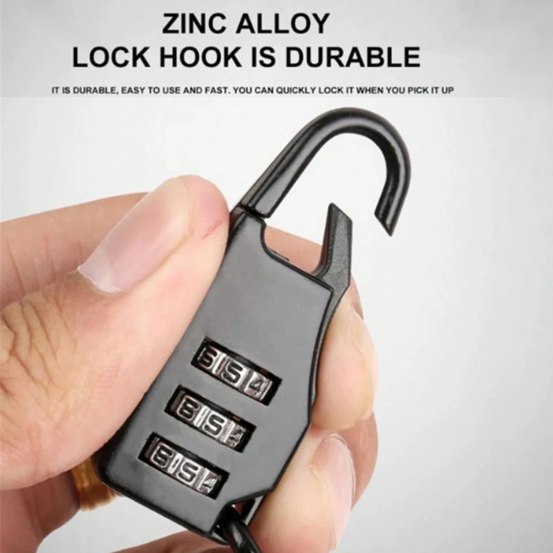 Motorcycle Bicycle Helmet Locks Durable Steel Wire Anti-theft Cable Digital Password Lock Portable Mini Safety Chain Padlock