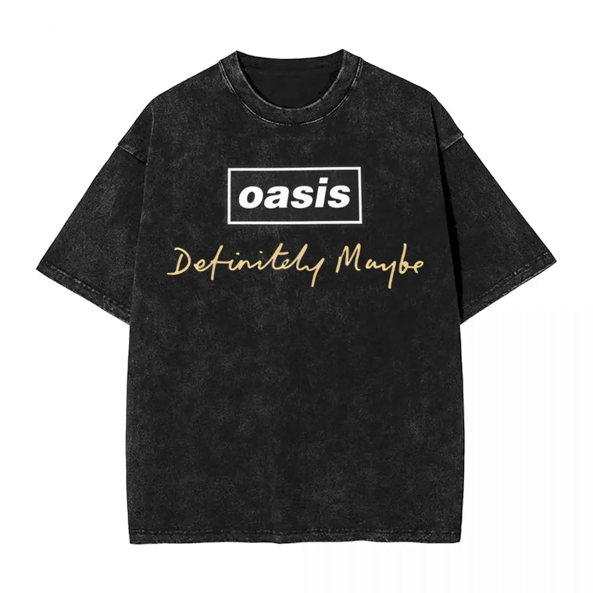 British Music Definitely Maybe Logo Washed T Shirts Streetwear T-Shirts O-Oasis Tees for Men Women Short Sleeve Street Printed