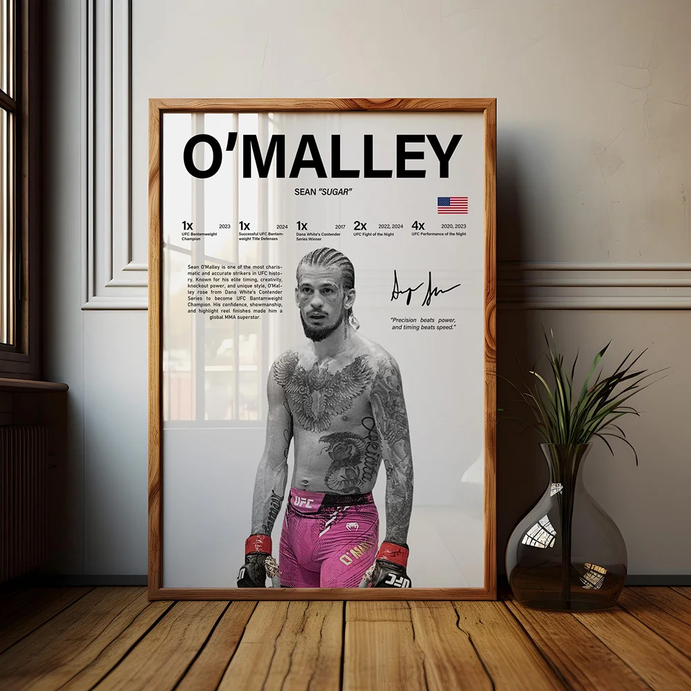 S-Sean Sugar O'Malley Poster MMA Bantamweight Champion Canvas Painting Fighter Stats Wall Art Print Gym for Home Room Decor Gift