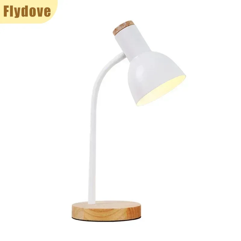 Nordic moderno madeira ferro led proteção para os olhos lâmpada de mesa criativo sala estar cabeceira quarto decoração ornamento pequena luz da noite
