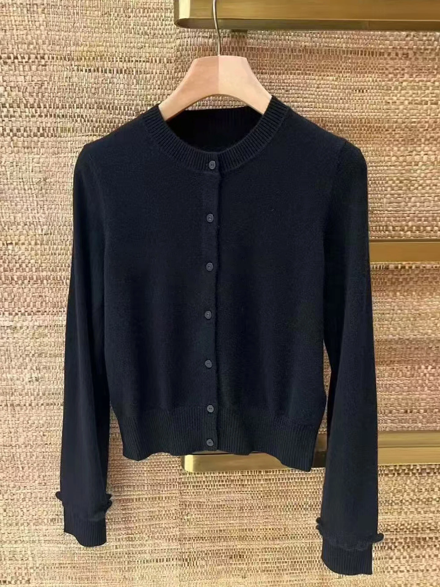 S Home Nan You Cardigan aperto con finiture in pizzo lavorato a maglia casual da donna di fascia alta Top versatile da indossare ogni giorno Comodo medio morbido