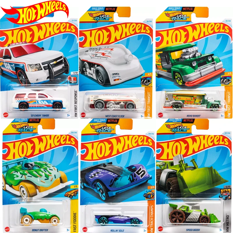 Hot Wheels-Diecast Car Brinquedos para Meninos, Chevy Tahoe Road Bandit, Speed Dozer, Donut Drifter, LET\'S Race, Presente, 1:64, Original, 2024H