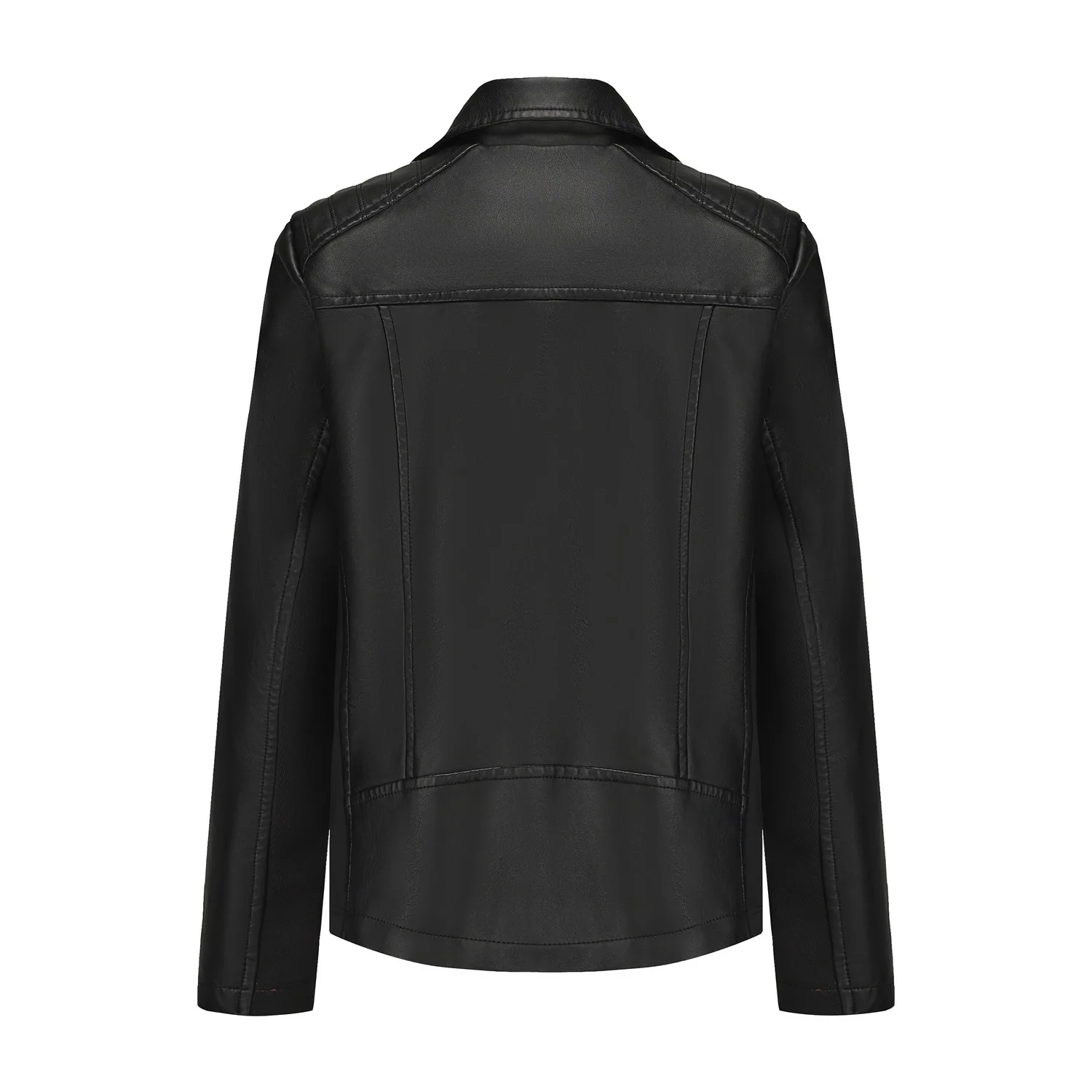 Fashion Women's Short Leather Jacket 2025 Knitted Patchwork Stretch Coat European Size New Arrival