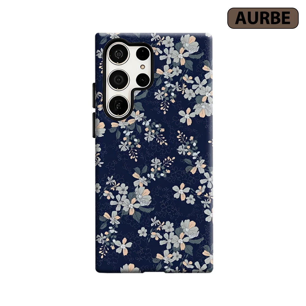 Midnight Blooms Phone Case for Samsung Galaxy S26 S25 Ultra S24 S23 Ultra Plus Shockproof Double Layer Tough Back Cover