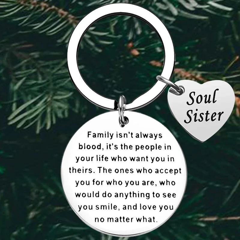 Cute Sister in Law Keychain Unbiological Sister Gift Key Chain Pendant Stepsister Christmas Birthday Gift