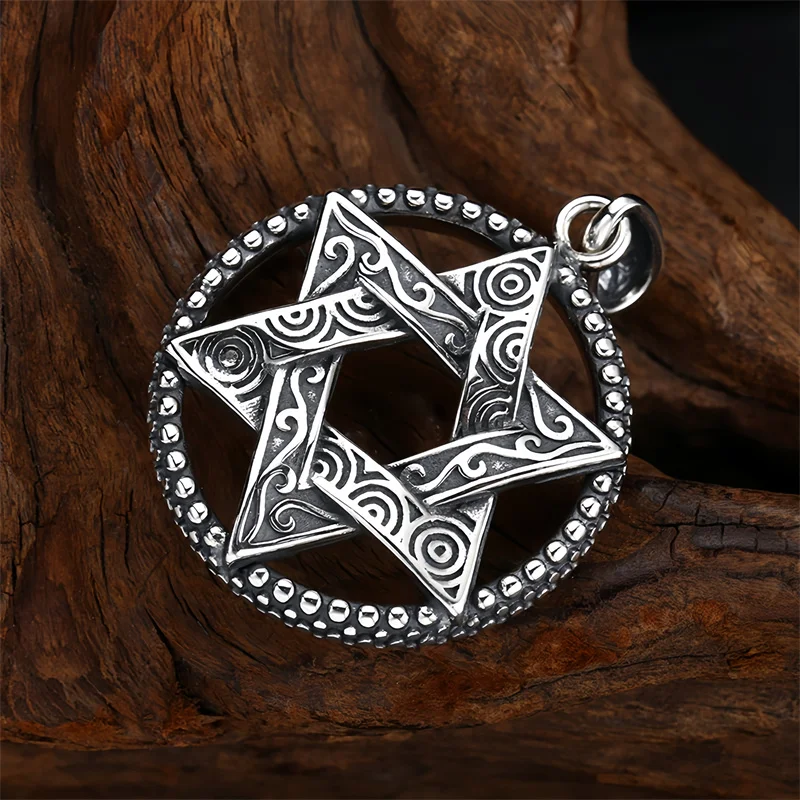 BOCAI New S925 Sterling Silver Charms Pendants for Men Women Antique Silver Six-pointed Stars Trendy Charm Fine Choice Jewelry