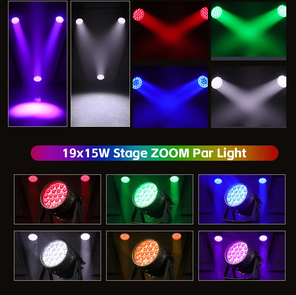 aicpose Aluminium 19x15W LED RGBW 4in1 Wash Beam Zoom Effekt Par-Scheinwerfer Stroboskop DMX Musik DJ Disco Bühne Weihnachtsbeleuchtung Hintergrund – Detail 7