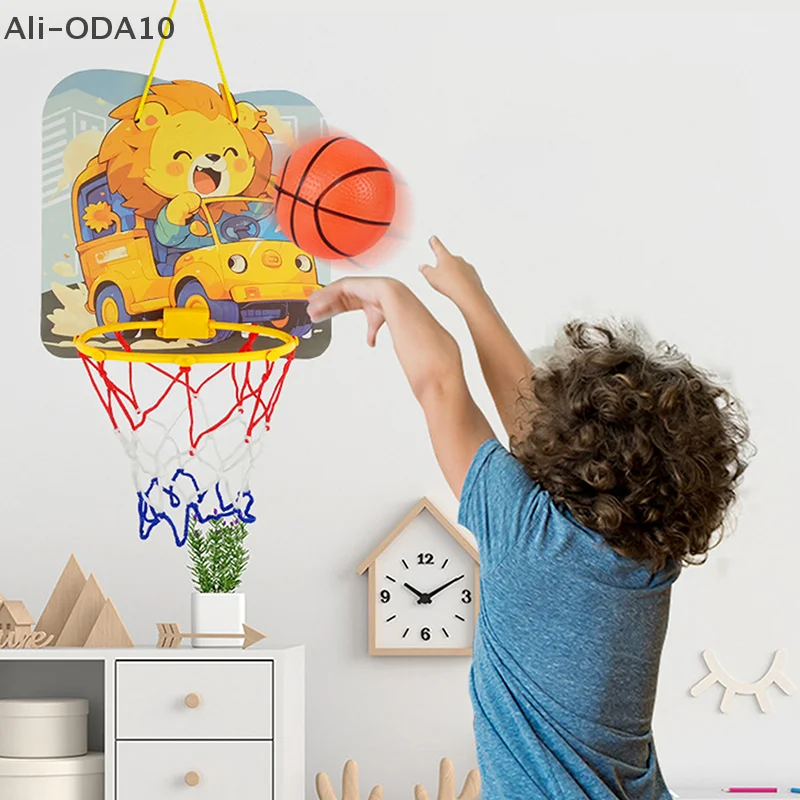 어린이 조정 가능한 농구 스탠드 만화 동물 모양 슈팅 바구니 실내 야외 스포츠 보드 게임 어린이 장난감