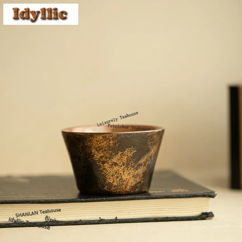 

100 мл zhiye жареная позолоченная чайная чашка, антикварная чайная чаша, одинарные чашки, чашка для дегустации чая, чашки для медитации, чашки Jianzhan Master, китайский чайный сервиз