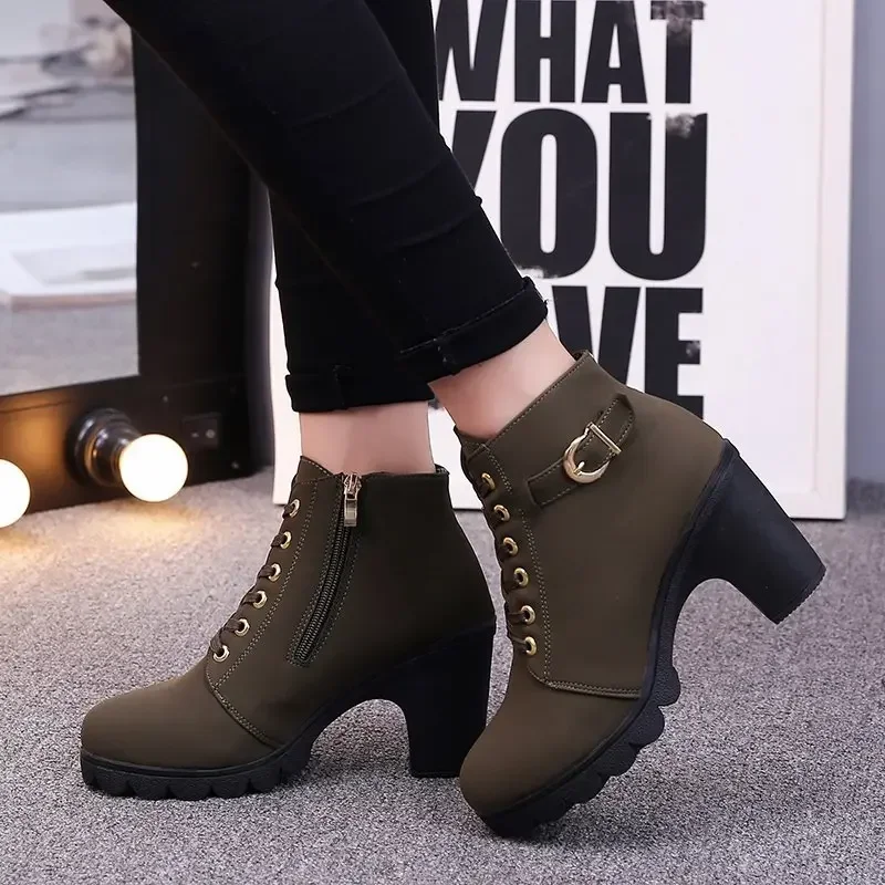 2024 Fashion New Hot Seller Women High Heel Boots Autumn Winter Booties Woman Lady Shoes Brown Black Short Boot Women Shoes